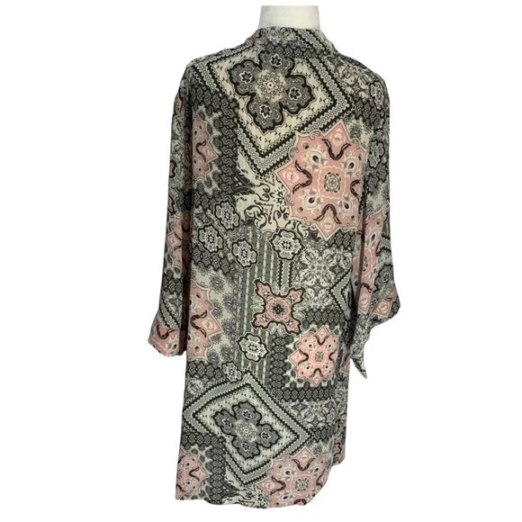 𝅺tahari Multi-Patterened Tunic Kimono Flowy Women's Pink/Grey Size L-XL - Picture 6 of 9